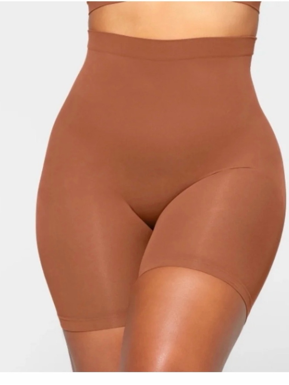 SKIMS High-Waist Seamless Shaping Shorts in Cocoa